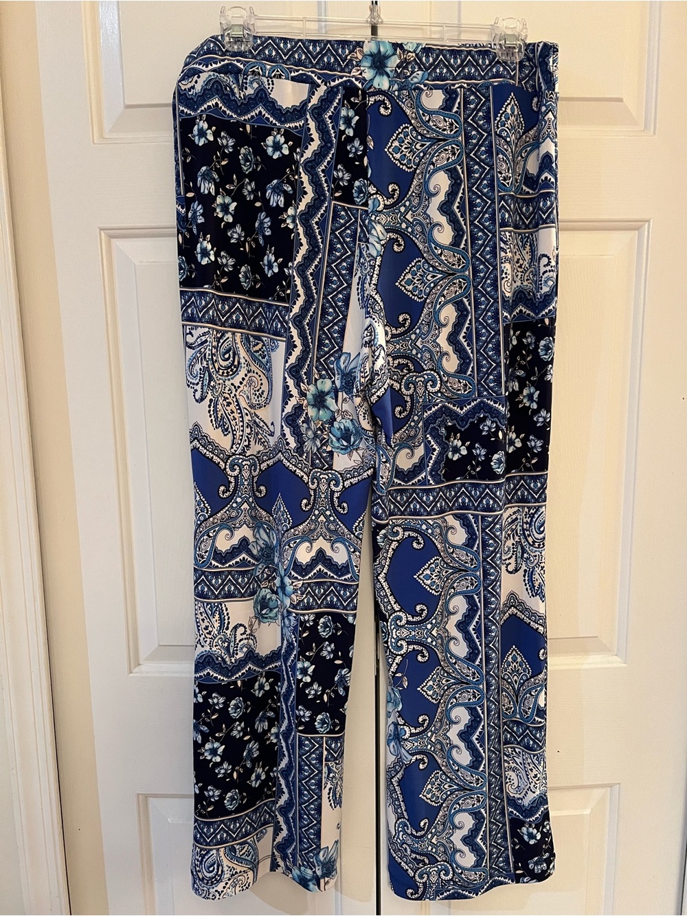 Boston Proper Blue Paisley Patchwork Wide-Leg Pants Size XL - Picture 8 of 8